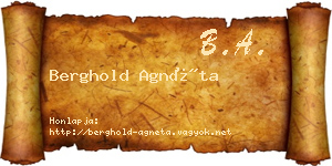 Berghold Agnéta névjegykártya